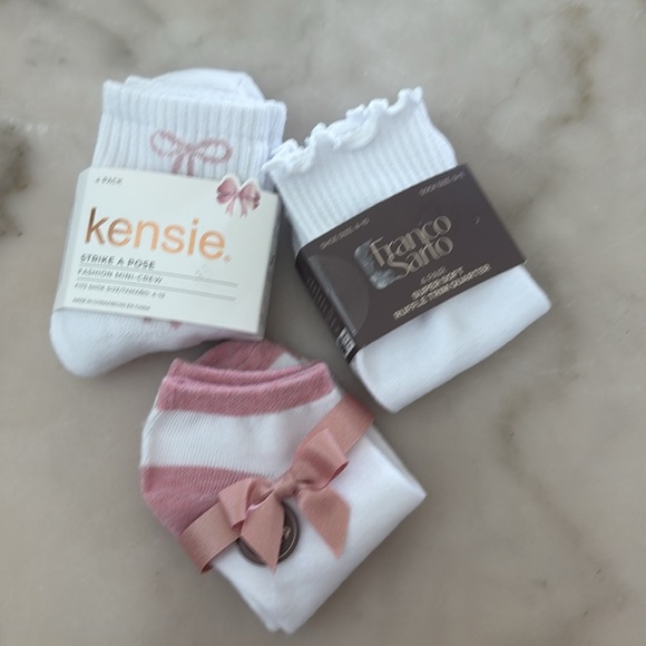 Kensie Luxe Bow Print Quarter Socks Franco Sarto Ruffle Trim 3 Pack Sz 4/10 - Picture 14 of 15